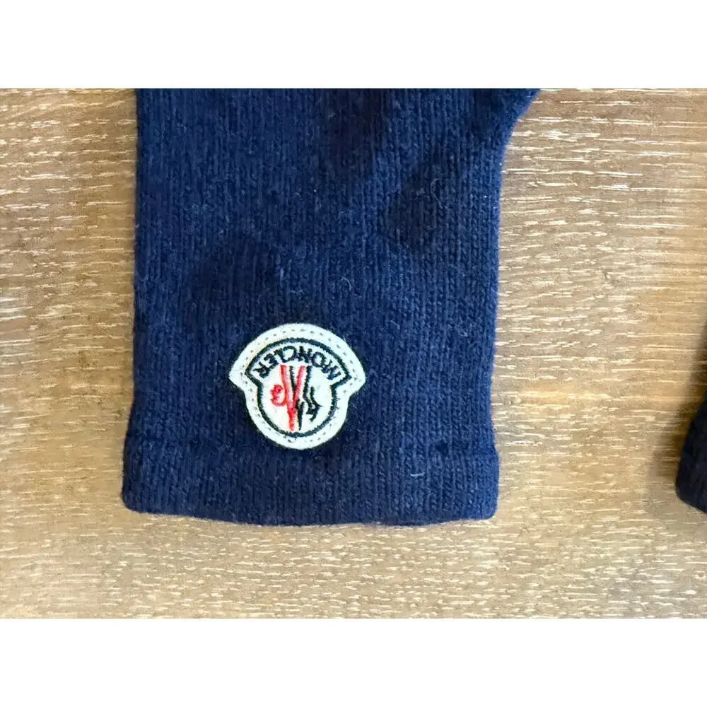 MONCLER Navy Wool Blend Kids Gloves sz S Made in Italy Snow Winter Youth